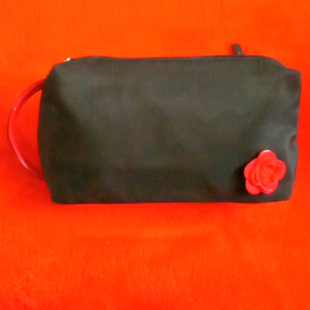 Lancome red and black cosmetic bag